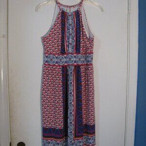 Maggy L Necklace Style Dress Size 4 Purple Pink Sleeveless Sheath